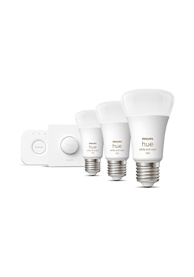 Philips Hue Renkli 3'lü Akıllı Butonlu E27 Bluetooth Özellikli Akıllı Başlangıç Seti Çok Renkli
