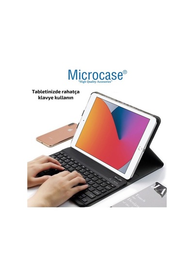 Apple Uyumlu iPad  8.Nesil 10.2 2020 Bluetooth Klavyeli Tablet Kılıf - Bkk1
