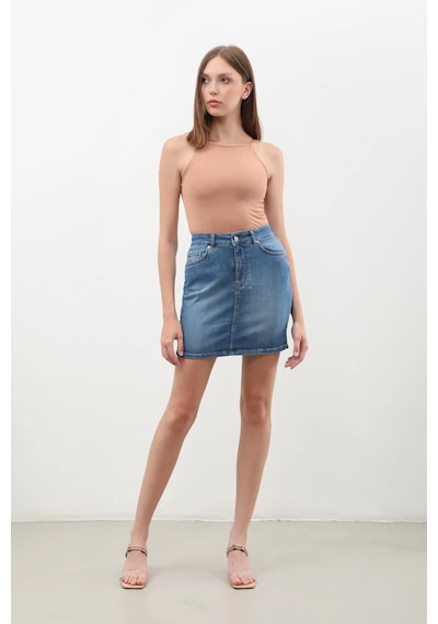 Banny Jeans Kadın Mavi Mini Jean Etek Mavi L