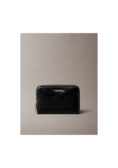 Calvin Klein Kadın Foil Glossy Square Fermuar Detaylı Cüzdan Siyah