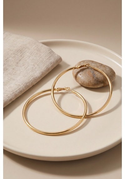 316l Çelik Gold Renk 56 Mm Halka Küpe Altın