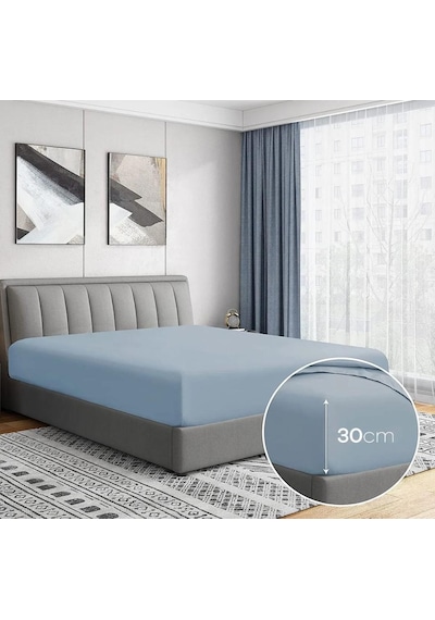 Gercella 180x200+30 Çift Kişilik Lastikli Çarşaf Mavi