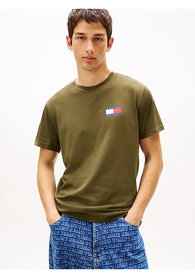 Tommy Hilfiger Tjm Slım Essentıal Flag Tee Ext Erkek Yeşil T-shirt - Dm0dm20740 Yeşil