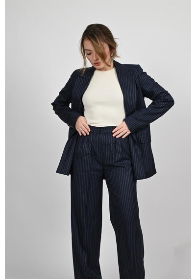 Lemajh Çizgili Palazzo Pantalon Lacivert-lacivert Lacivert