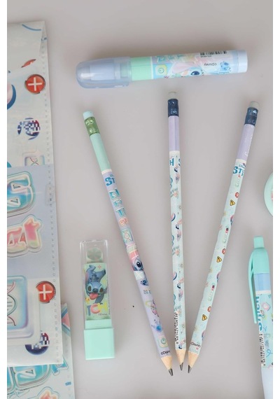 Disney Lisanslı Stitch 15 Parça Full Kırtasiye Seti, Çıtçıt Dosya, Silgili Kurşun Kalem, Roket Silgi
