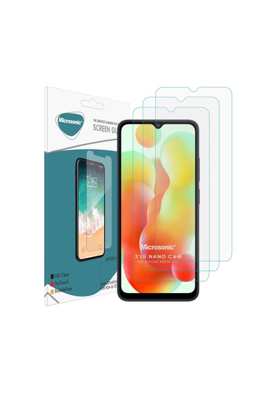 Microsonic Xiaomi Redmi 12c Screen Protector Nano Glass Cam Ekran Koruyucu 3 Lü Paket