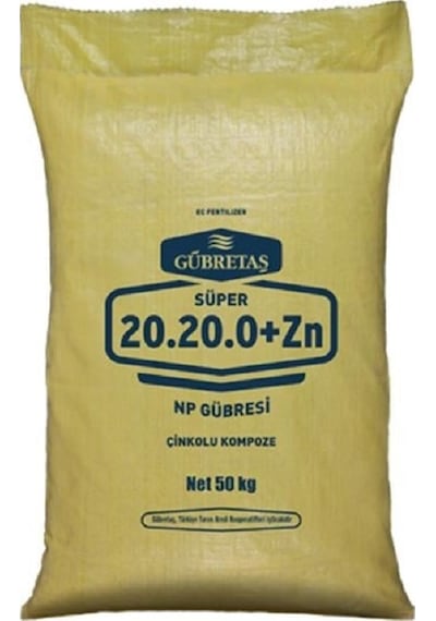 Gübretaş 20.20.0+zn - Katı Gübre 50 Kg Azot, Fosfor Ve Çinko İçerir.
