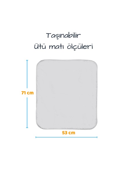 Beylini Ütüleme Matı Masası Kılıfı Örtüsü Bezi, Keçeli,Süngerli 53x71 cm Gri