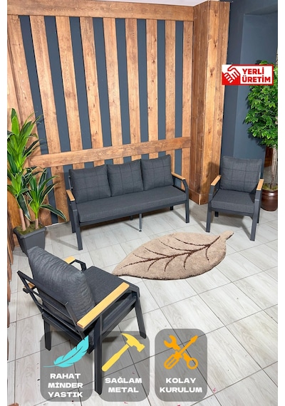 Ard & Garden 311 Antrasit Fermuarlı Bahçe Balkon Takımı, Teras, Salon - Metal Çay Seti Antrasit Ard & Garden 311 Antrasit Fermuarlı Bahçe Balkon Takımı, Teras, Salon - Metal Çay Seti Antrasit