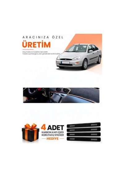 Ford Focus 1 1998-2005 Uyumlu Torpido Koruma Örtüsü Oto Kılıfı - Siyah Bej