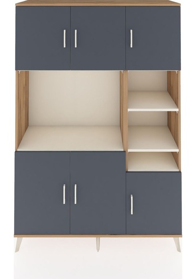 Hyperion Dolap 10 Raflı 6 Kapaklı 132x44x195 Çam-antrasit/aytaşı Çam