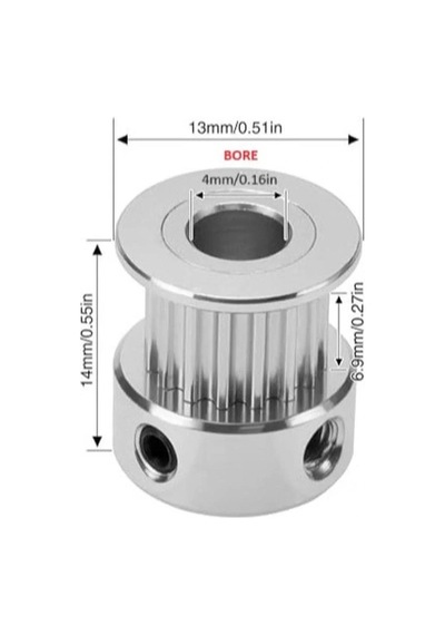 Alüminyum Gt2 Kasnak 16 Diş 4mm İç Çap