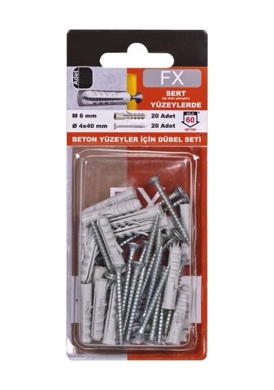 Vida Dübel Set 6 Mm Dübel 20 Adet, 4x40 Vida 20 Adet - 765022620 Diğer