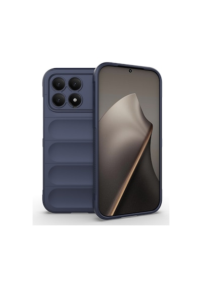 Xiaomi Poco F8 Pro Kılıf Kamera Korumalı Esnek Silikon Parmak Şeritli Pazarplus Lacivert