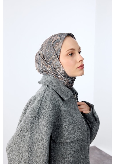 Mirsoy Scarf Zümra Desen Eşarp Antrasit