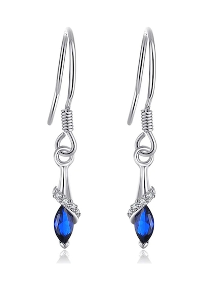 Brezza Lusso Jewelry Safir Taşlı Gözyaşı Damlası Çengel Sallantılı Kadın Gümüş Küpe