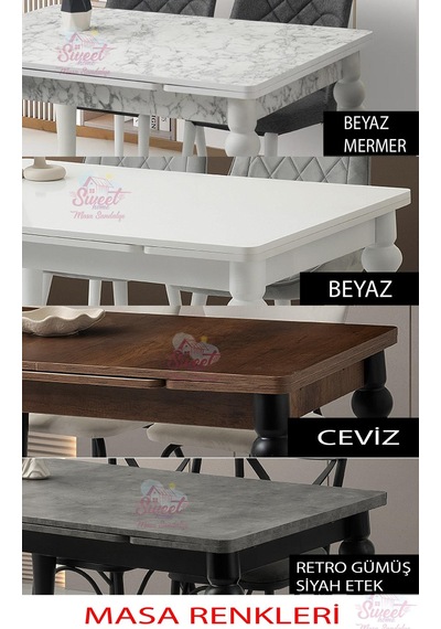 Yanlardan Açılır Yakamoz Sidon Masa Topkapı Ayak 4 Ad Gözde Sandalye