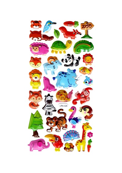 Sticker Kabartmalı Stiker Defter, Planlayıcı Etiket Limlra-026 - 17x9 Cm - Zoo Orman Hayvanları