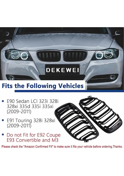 Bmw E90 Çift Çizgi Ön Panjur Izgara 2009-2012 Arası Makyajlı Kasa Parlak Siyah