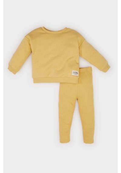 DeFacto Kız Bebek 2'li Takım Bisiklet Yaka Dokuma Etiketli Sweatshirt Beli Lastikli Tayt E2216A524WNYL516 Sarı DeFacto Kız Bebek 2'li Takım Bisiklet Yaka Dokuma Etiketli Sweatshirt Beli Lastikli Tayt E2216A524WNYL516 Sarı