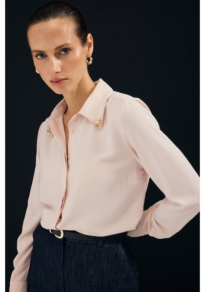 Sateen Lucy Gömlek - Pudra-137113