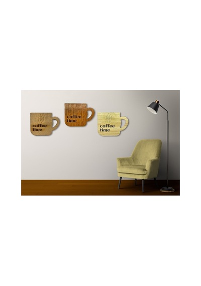 Kk Swords Coffee Time Yazılı 3'lü Ahşap Tablo 40x40