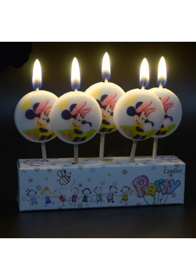 Minnie Mouse Bırthday Candle Vıp Kalite Minnie Mouse Pasta Mumu 5 Adet Minnie Mouse Doğum Günü Mumu