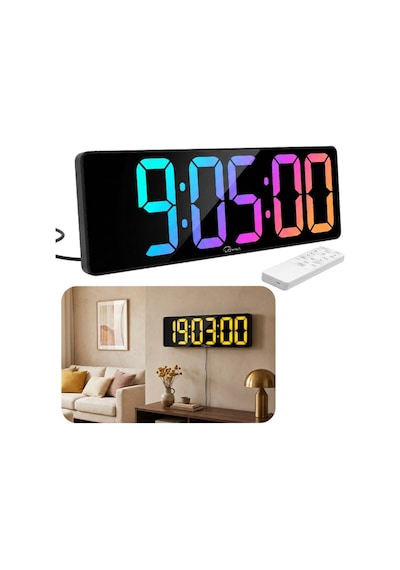 Diji150 Rgb Renkli Büyük Ekranlı Dijital Saat Uzaktan Kumandalı