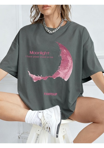 Noıssey Urban Pop Graphic Kadın Tişört Koleksiyonukod 5148 Füme