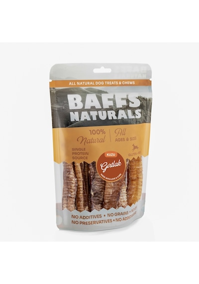 Baffs Naturals Kuzu Gırtlak Doğal Çiğnemelik Köpek Ödül Maması 100 G