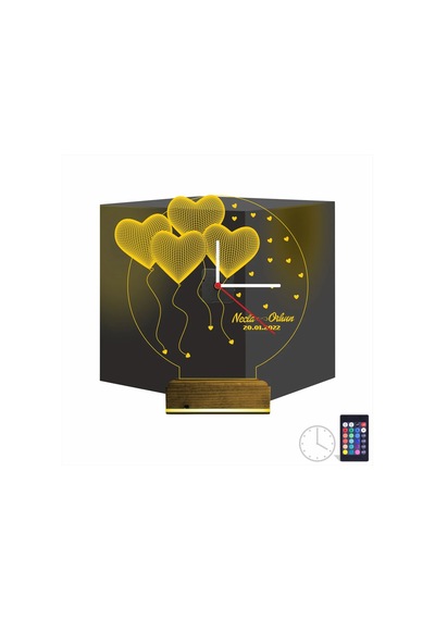 Luvivia Kalp Sevgiliye Hediye V1 Kişiye Özel Saatli 3d Lamba - Masa Gece Lambası 87927049