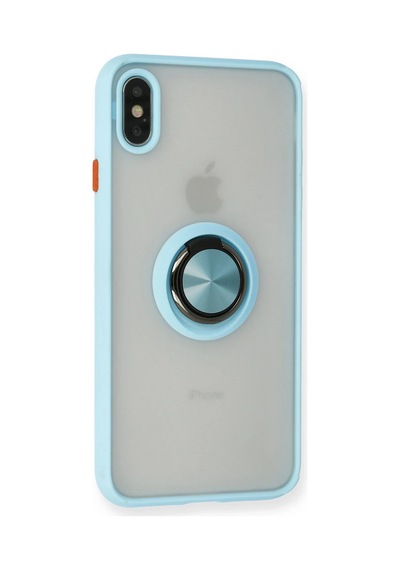 Newface - 366 - iPhone Uyumlu X Kılıf Montreal Yüzüklü Silikon Kapak - - Csmo-tex - Buz Mavi