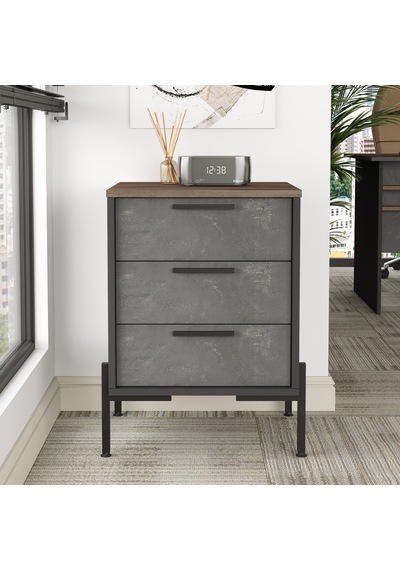 Yurudesign Vista C Ofis Keson Metal Ayaklı Kahve-Beton-Antrasit V
