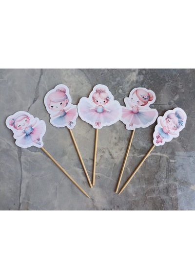 15adet Sevimli Balerin Cupcake Kürdanı Doğum Günü Süsü