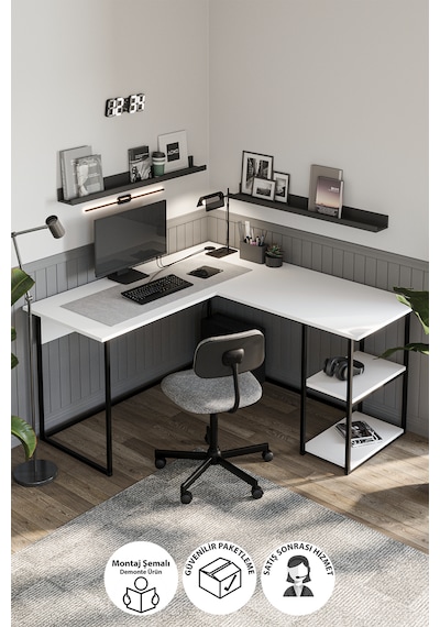 Bofigo Çalışma Masası Ofis Masası Köşe Masa Bilgisayar Masası Odin Beyaz Bofigo Çalışma Masası Ofis Masası Köşe Masa Bilgisayar Masası Odin Beyaz