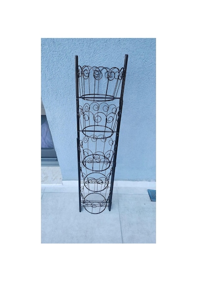 Katlanabilir Metal 5'li Saksılık - Siyah - 100 Cm Yükseklik - Kurulumsuz Boyalı Dekoratif Bitki Standı Diğer