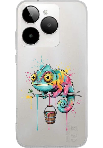 General Mobile Era 30 İle Uyumlu Splash Bukalemun Tasarımlı Şeffaf Silikon Kılıf 051c
