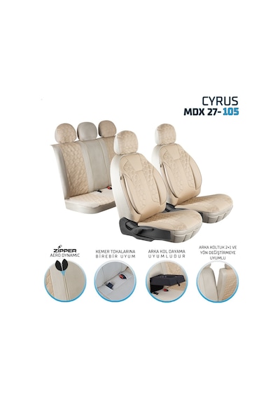 Chrysler Lhs Deri Detaylı Oto Koltuk Kılıfı Ön Arka Set Cyrus Bej