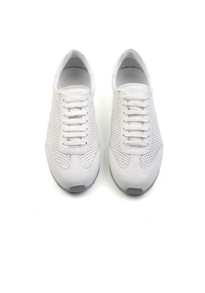 Bambi Beyaz Kırışık Hakiki Deri Erkek Sneaker E01083017103 Beyaz