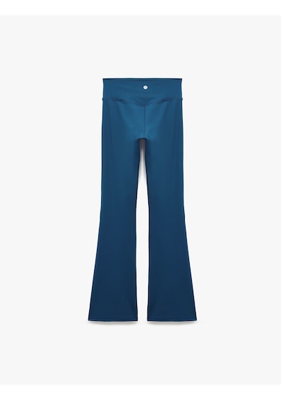 Koton Yüksek Bel Slim Fit Dikiş Detaylı Spor İspanyol Paça Tayt Lacivert 7wak40230nk