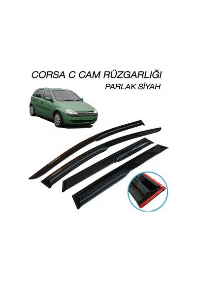 Opel Corsa C Cam Rüzgarlığı Parlak Siyah