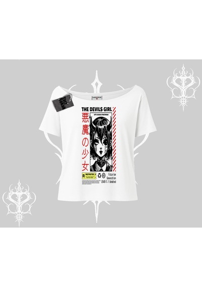 Tarzsokak Kayık Yaka Tshirt Anime Devils Girl Japanese Style Baskılı Beyaz Tarzsokak Kayık Yaka Tshirt Anime Devils Girl Japanese Style Baskılı Beyaz