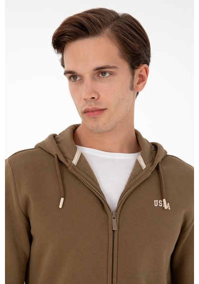 U.S. Polo Assn. Erkek Haki Şardonlu Örme Hırka 50293146-VR027