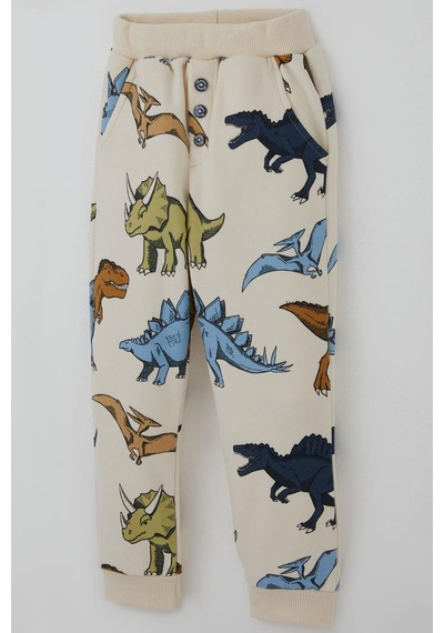 Breeze Erkek Çocuk Eşofman Takımı Kükreyen Güçlü Dinozorlar Desenli 1.5-5 Yaş, Krem