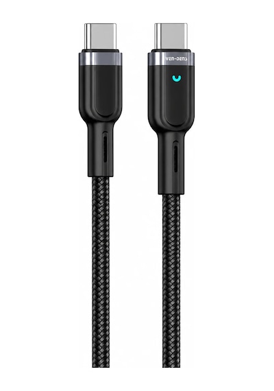 Ven-dens Vd-dcz05 60 W Pd Type-c To Type-c Hızlı Şarj Ve Veri Kablosu, 1 Metre, Naylon Örgü, Siyah