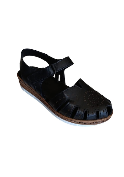 Castle Black 22380 Kadın Hakiki Deri Önü Kapalı Günlük Comfort Sandalet Siyah