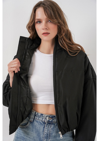 Bigdart Kadın Siyah Oversize Bomber Şişme Mont 5124 Siyah