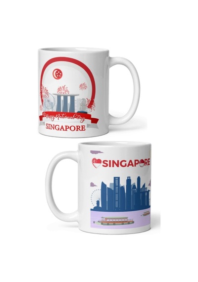 Singapur Kupa Bardak 2 Adet Seyahat Hatıra Singapore Mug