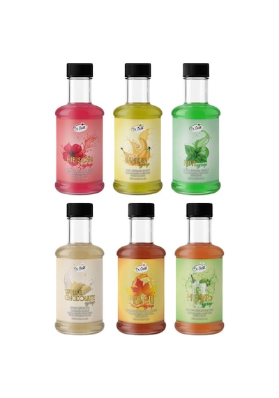 6 Lı Kokteyl Şurubu Seti 300 Cc Nane, Muz, Akça Ağaç, Mojito, Hibiskus, Beyaz Çikolata