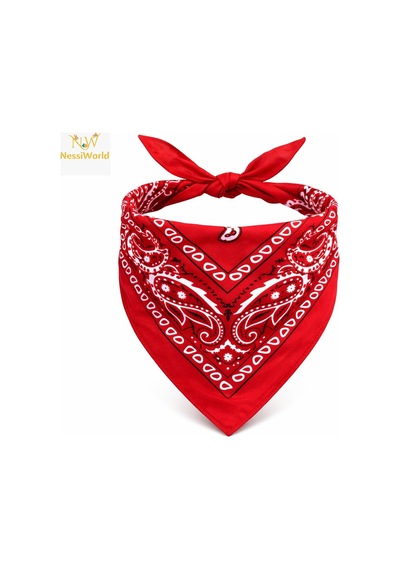 Kırmızı Kovboy Fuları Çocuk Bandana Western Desenli Boyun Fuları Açık Bej